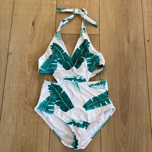 Zeraca High Waisted Halter One Piece Monokini Swimsuit